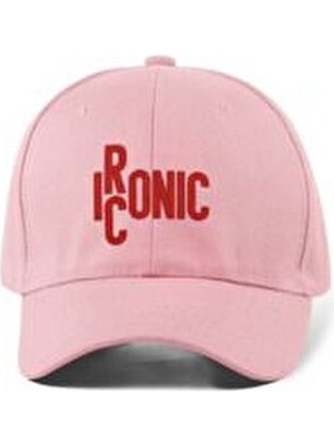 Quatex Iconic Nakışlı Şapka Pembe %100 Pamuk Gabardin Model Desenli Erkekler İçin