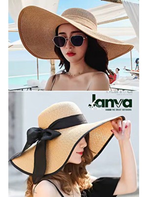 Janva Örgü Güneş Koruyucu Siperlişapka Hasır Plaj Aksesuarı Fötür Dalgalı Yeni Model