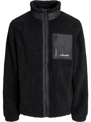 Jack & Jones Teddy Peluş Siyah Erkek Ceket 12278784 Orta Kalınlık Yüksek Dik Yaka Rahat Kullanım