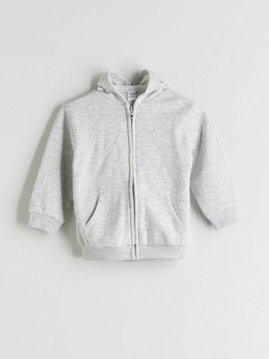 Kapüşonlu Uzun Kollu Kız Bebek Fermuarlı Sweatshirt  (W5)