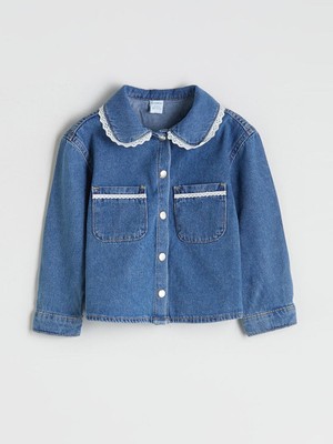 Bebe Yaka Kız Çocuk Jean Ceket  (W5)