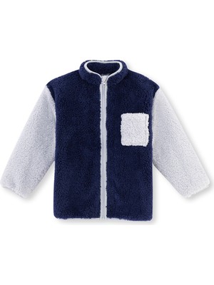Lacivert Cep Detaylı Unısex Şerpa Sweatshırt