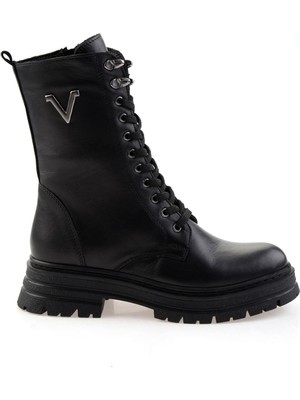 Siyah Hakiki Deri Kadın Bot & Bootie K02462040303