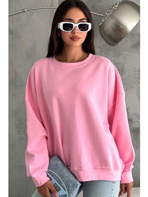 Oversize Örme Şardonlu 3 Iplik Sweatshirt