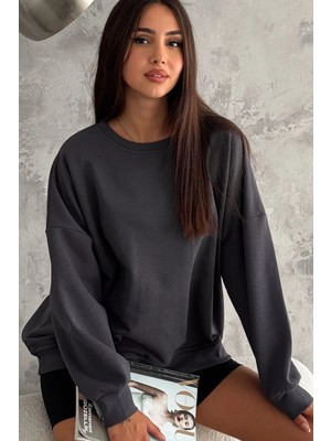Oversize Örme Şardonlu 3 Iplik Sweatshirt