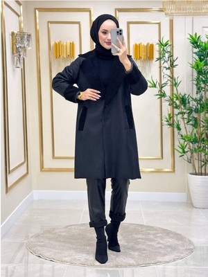 Içi Kürklü Suni Deri Uzun Kaban