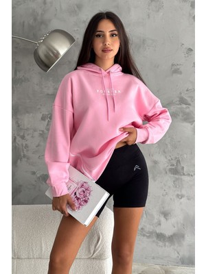 Yanı Fermuar Detaylı Forever Baskılı Sweatshirt