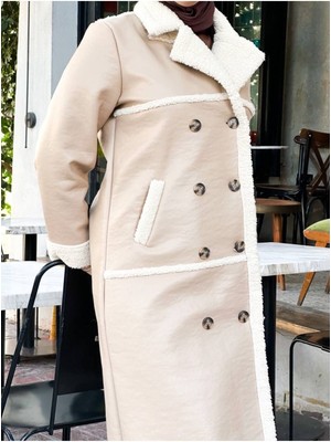 Içi Kürklü Suni Deri Uzun Kaban