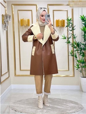 Içi Kürklü Suni Deri Uzun Kaban