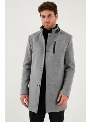 Buratti Relaxed Fit Düğmeli Dik Yaka Kaşe Kaban Erkek KABAN 5840099