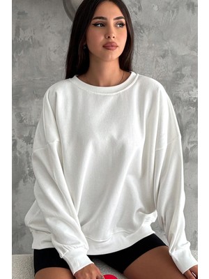 Oversize Örme Şardonlu 3 Iplik Sweatshirt