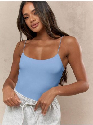 Kadın Ip Askılı Örme Body Bluz