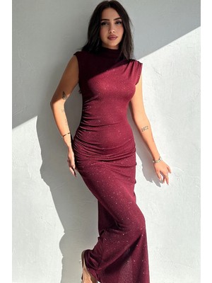 Drapeli Midi Boy Sim Detaylı Elbise