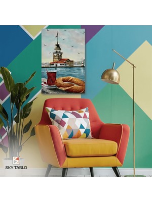 Kız Kulesi’nden Bir Yudum Kanvas Tablo Modern Duvar Tablosu Ev Dekoru Ev Hediyesi