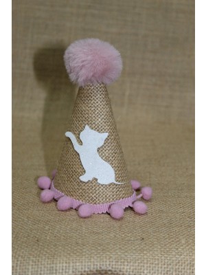 Asöy Kedi Için Doğum Günü Parti Şapkası  Kedi Şapka Pembe