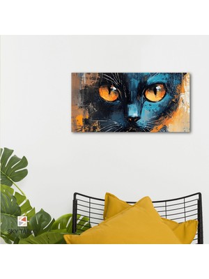 Amber Gözlü Kedi Kanvas Tablo Modern Duvar Tablosu Ev Dekoru Ev Hediyesi