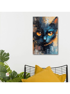 Amber Gözlü Kedi Kanvas Tablo Modern Duvar Tablosu Ev Dekoru Ev Hediyesi