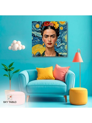 Yıldızların Altında Frida Kanvas Tablo Modern Duvar Tablosu Ev Dekoru Ev Hediyesi