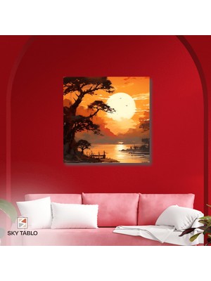 Gün Batımında Toplanma Kanvas Tablo Modern Duvar Tablosu Ev Dekoru Ev Hediyesi