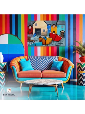 Mutluluğun Rıhtımı Kanvas Tablo Modern Duvar Tablosu Ev Dekoru Ev Hediyesi