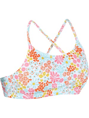 Nabaiji Çocuk Yuvarlak Yaka Bikini Üstü - Beyaz - Desenli - LILA PANTAI
