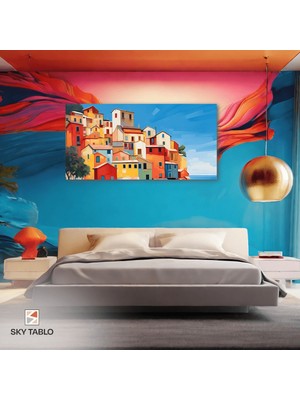Renklerin Kasabası Kanvas Tablo Modern Duvar Tablosu Ev Dekoru Ev Hediyesi