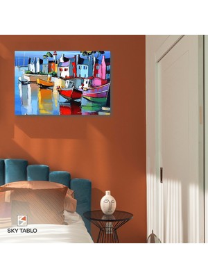 Renkli Liman Kanvas Tablo Modern Duvar Tablosu Ev Dekoru Ev Hediyesi