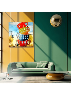 Fincan Kasabası Kanvas Tablo Modern Duvar Tablosu Ev Dekoru Ev Hediyesi