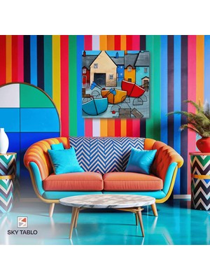 Mutluluğun Rıhtımı Kanvas Tablo Modern Duvar Tablosu Ev Dekoru Ev Hediyesi