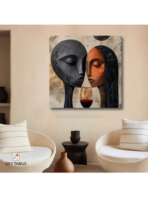 Kadehte Buluşan Ruhlar Kanvas Tablo Modern Duvar Tablosu Ev Dekoru Ev Hediyesi