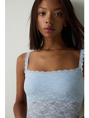 Penti Açık Mavi Kare Yaka Balensiz Çıkarılabilir Kaplı Bodysuit