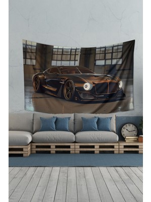 Klas Spor Araba Desenli Duvar Halısı Duvar Örtüsü Tapestry Süet Dokulu Kumaş