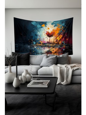 Fırça Darbesi Kalp Desenli Duvar Halısı Duvar Örtüsü Tapestry Süet Dokulu Kumaş