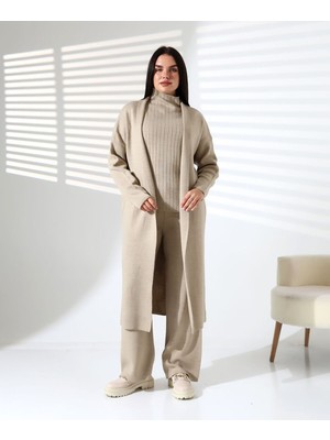 Balıkçı Yaka Asil Üçlü Triko Takım