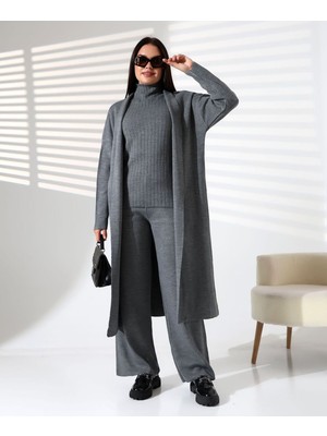 Balıkçı Yaka Asil Üçlü Triko Takım