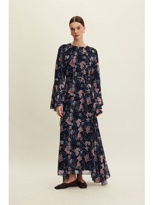 Şifon Volanlı Elbise Floral