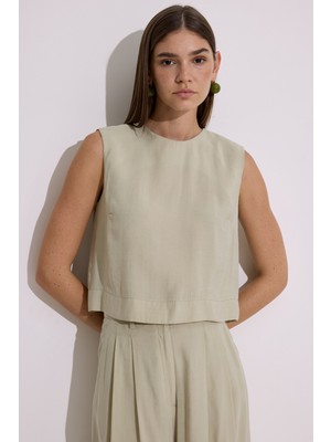 Modal Kolsuz Kısa Bluz Çağla