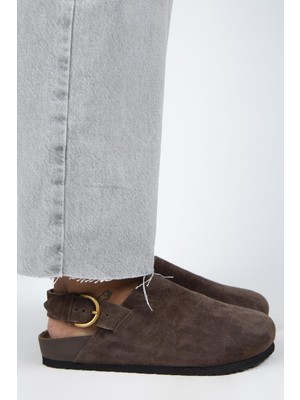 Manijero Antonella Kadın Deri Hakiki Deri Arkadan Kemerli Sabo Kahve Sandalet