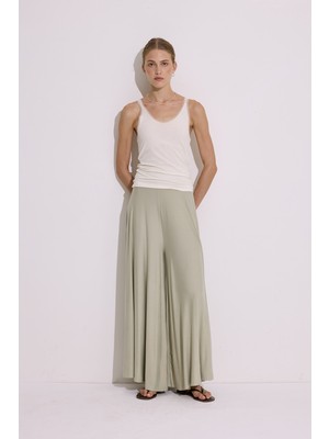Dökümlü Rahat Pantolon Pastel Yeşil