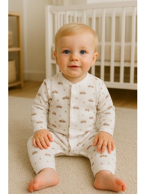 Araba Desenli %100PAMUK Bebek Tulum