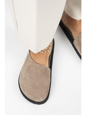 Manijero Ateshi Kadın Deri Hakiki Deri Düz Sabo Vizon Terlik