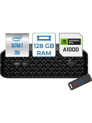 Hp Ws A2KH2ES Z2M G1I Mını Intel Ultra 7 265 128GB Ddr5 512GB SSD 8GB/RTXA1000 Windows 11 Pro Yapay Zeka Destekli Mini Iş Istasyonu A2KH2ESP19 + Zettausbbellek