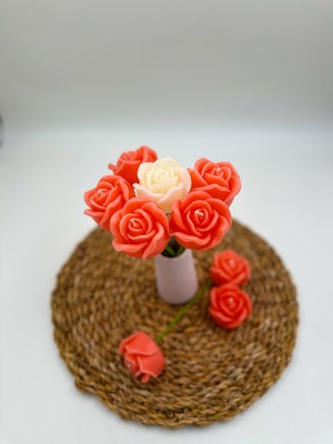 Byr Vazoda 7'li Gül Dekoratif Mum 3D