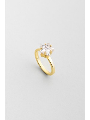 Altair 18 Ayar Sarı Altın Kaplama Gümüş Yüzük