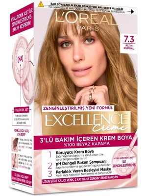 L'Oréal Paris Excellence Saç Boyası 7.3 Altın Kumral 3'lü Set Yenilenmiş Ambalaj