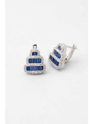 Yakamoz Basamağı 18 Ayar Beyaz Altın Kaplama Gümüş Küpe