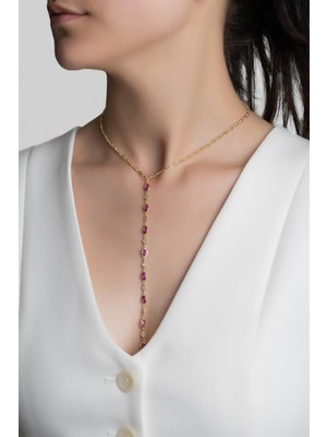 Renklerin Büyüsü 18 Ayar Sarı Altın Kaplama 44 cm Gümüş Y Kolye