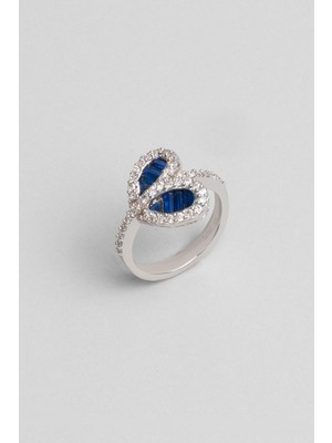 Gizemli Yakamoz 18 Ayar Beyaz Altın Kaplama Gümüş Yüzük
