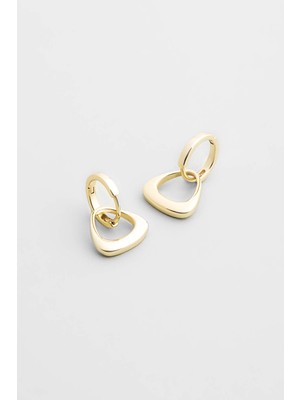 Minimalist 18 Ayar Sarı Altın Kaplama Gümüş Sallantılı Küpe