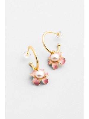 Inci Çiçeği 18 Ayar Sarı Altın Kaplama Gümüş Charm Küpe